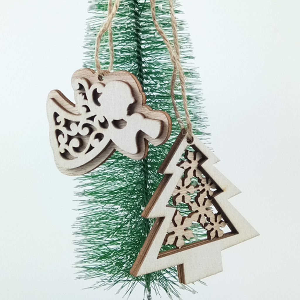 2PcsNaturalWoodChristmasTreePendantsHangingOrnamentsCraftsGiftsXmasNewYearPartyDecorHomeDecoration-1747396-2