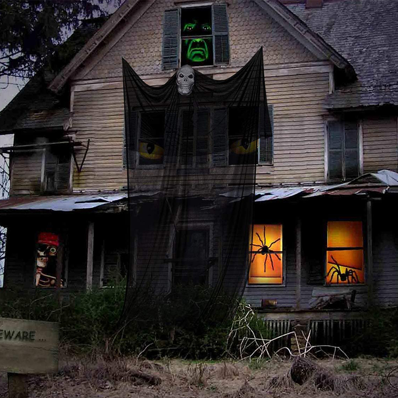 HalloweenHangingGhostSkullHangingRibbonHollowedoutMaskHorrorAtmospherePropsBackground-1830512-6