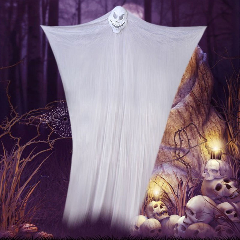 HalloweenHangingGhostSkullHangingRibbonHollowedoutMaskHorrorAtmospherePropsBackground-1830512-7