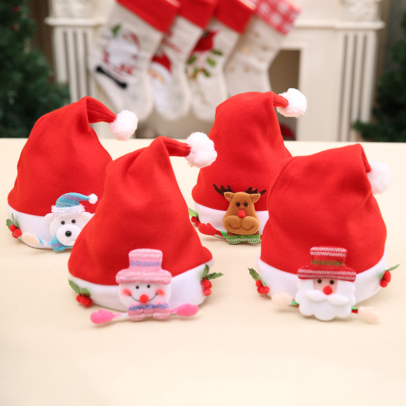 LovelyChildrenBabyChristmasSantaClausHatSantaClausElkSnowmanFestivalPartyXmasDecoration-1609402-2