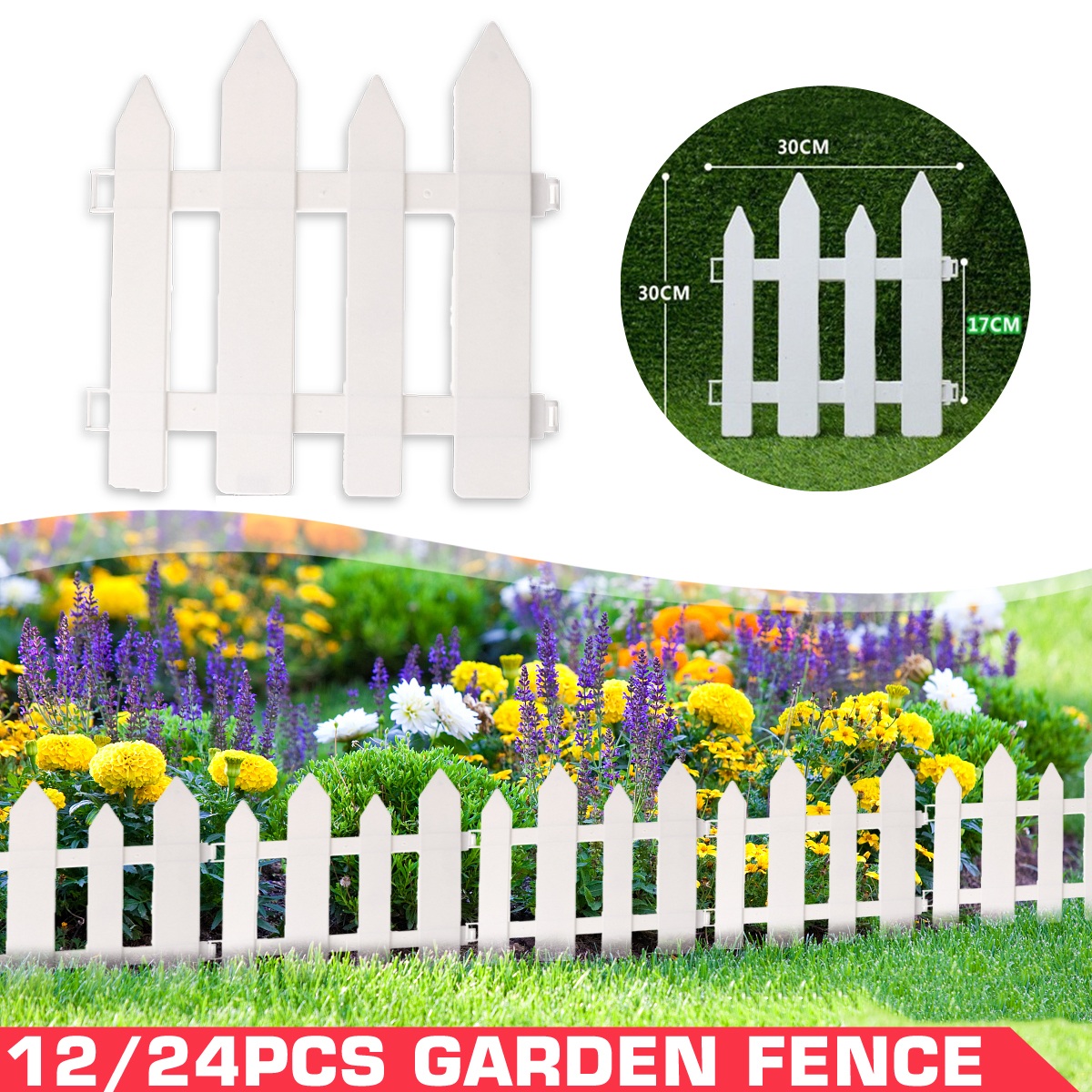 1224PCSOutdoorPVCPlasticWhiteFenceGardenFlowerpotParterrePetFenceDecorationDogKennelCage-1741797-5