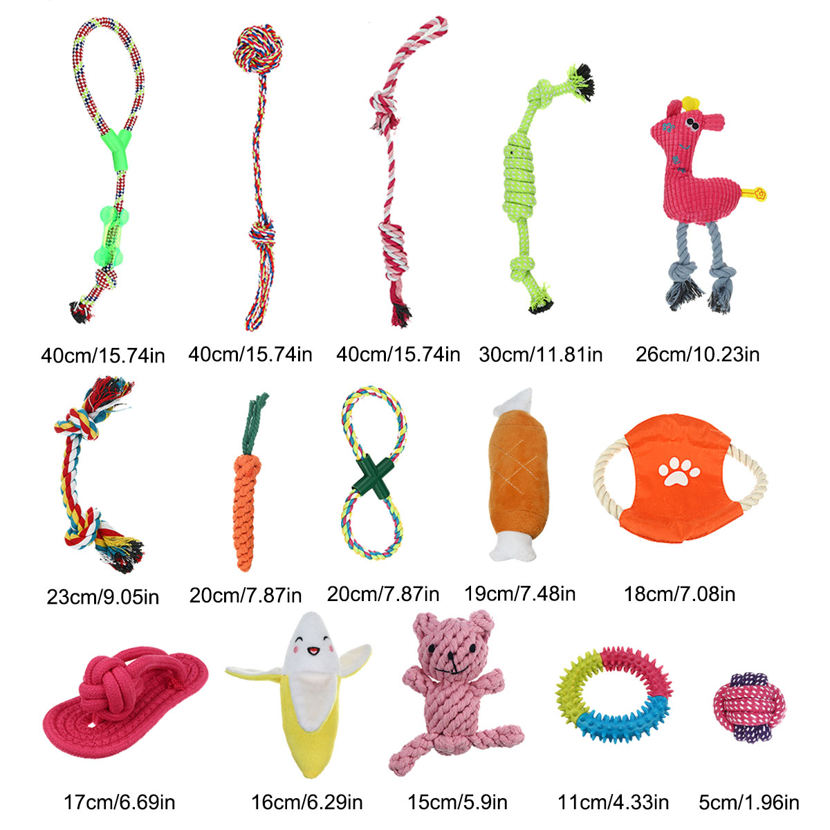 12xAssortedDogPuppyPetToysRopesChewBallKnotTrainingPlayBundleCotton-1953112-2