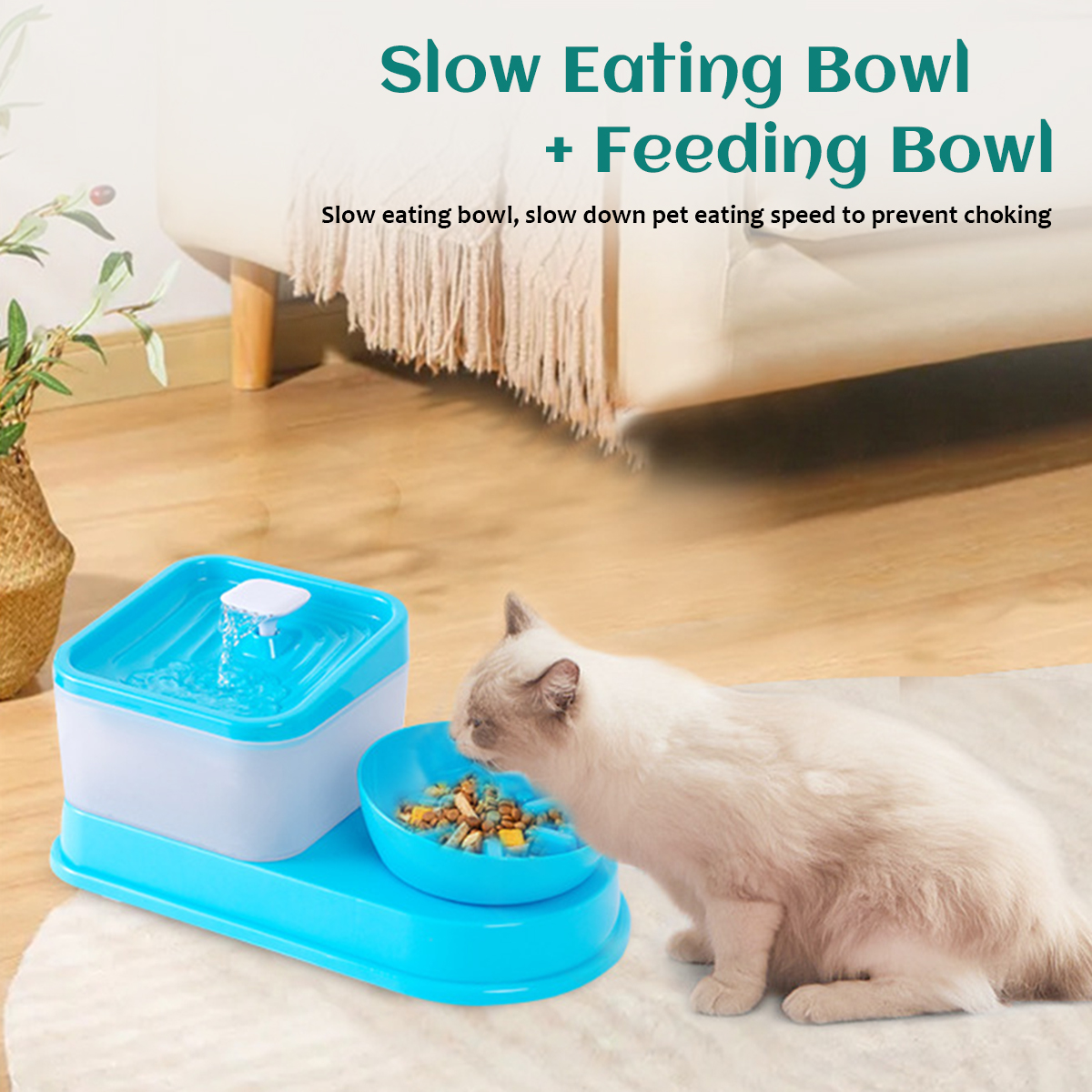 2LPetdogCatWaterFountainDrinkingElectricDispenserDrinkerSilentPetFeederPuppySuppliesSlow-eatingBowl-1958982-2