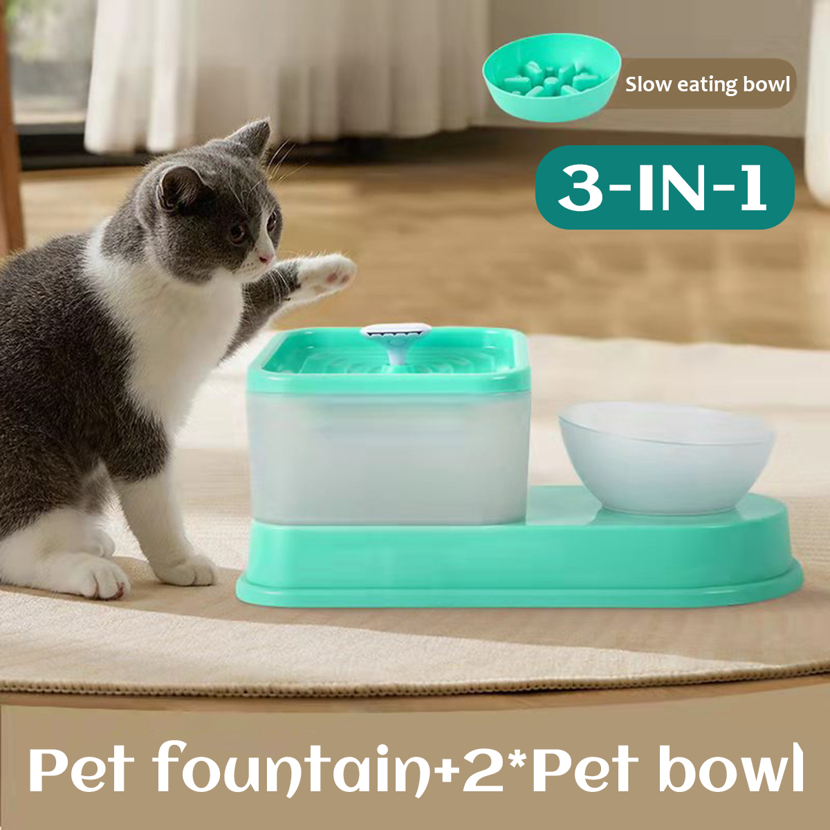 2LPetdogCatWaterFountainDrinkingElectricDispenserDrinkerSilentPetFeederPuppySuppliesSlow-eatingBowl-1958982-11