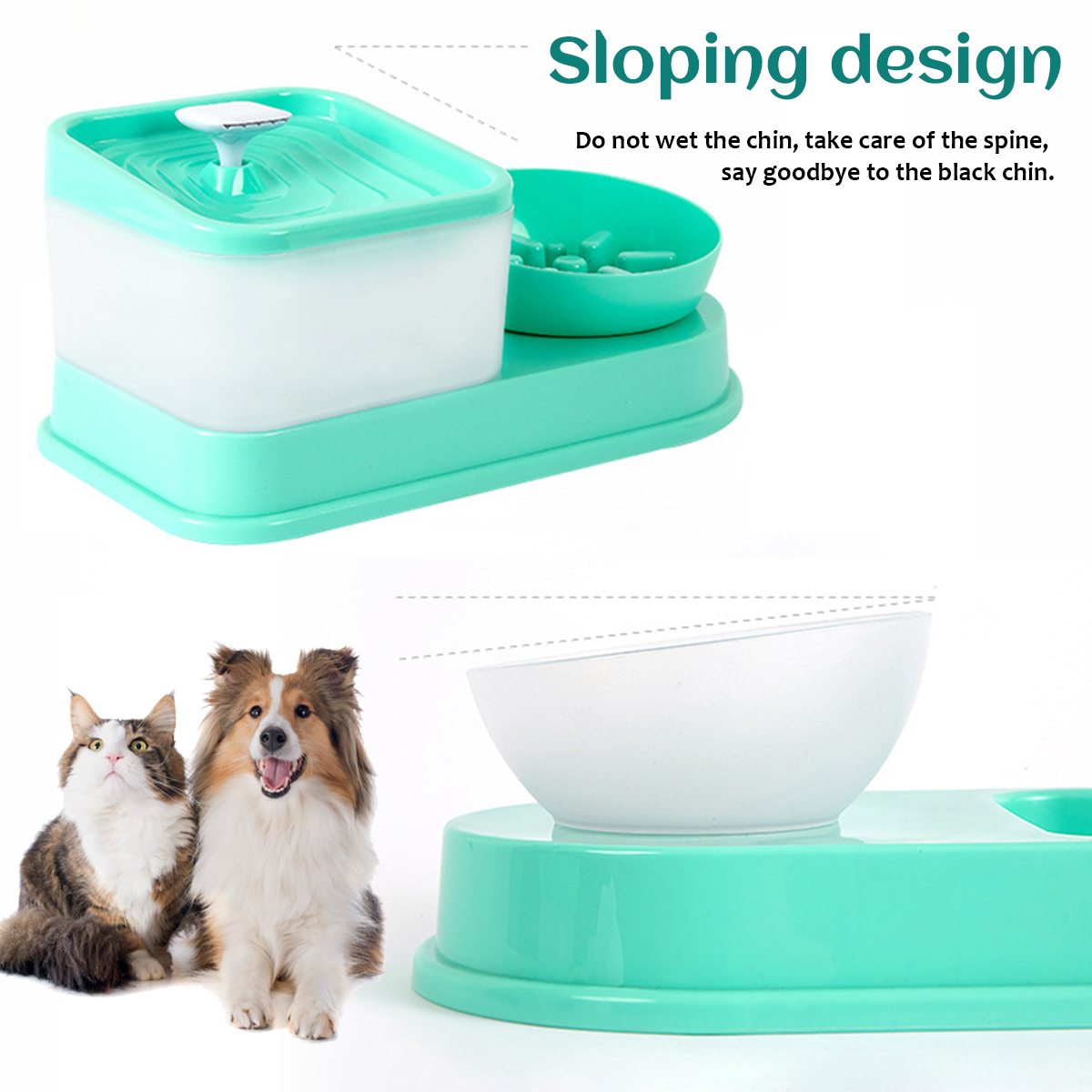 2LPetdogCatWaterFountainDrinkingElectricDispenserDrinkerSilentPetFeederPuppySuppliesSlow-eatingBowl-1958982-13