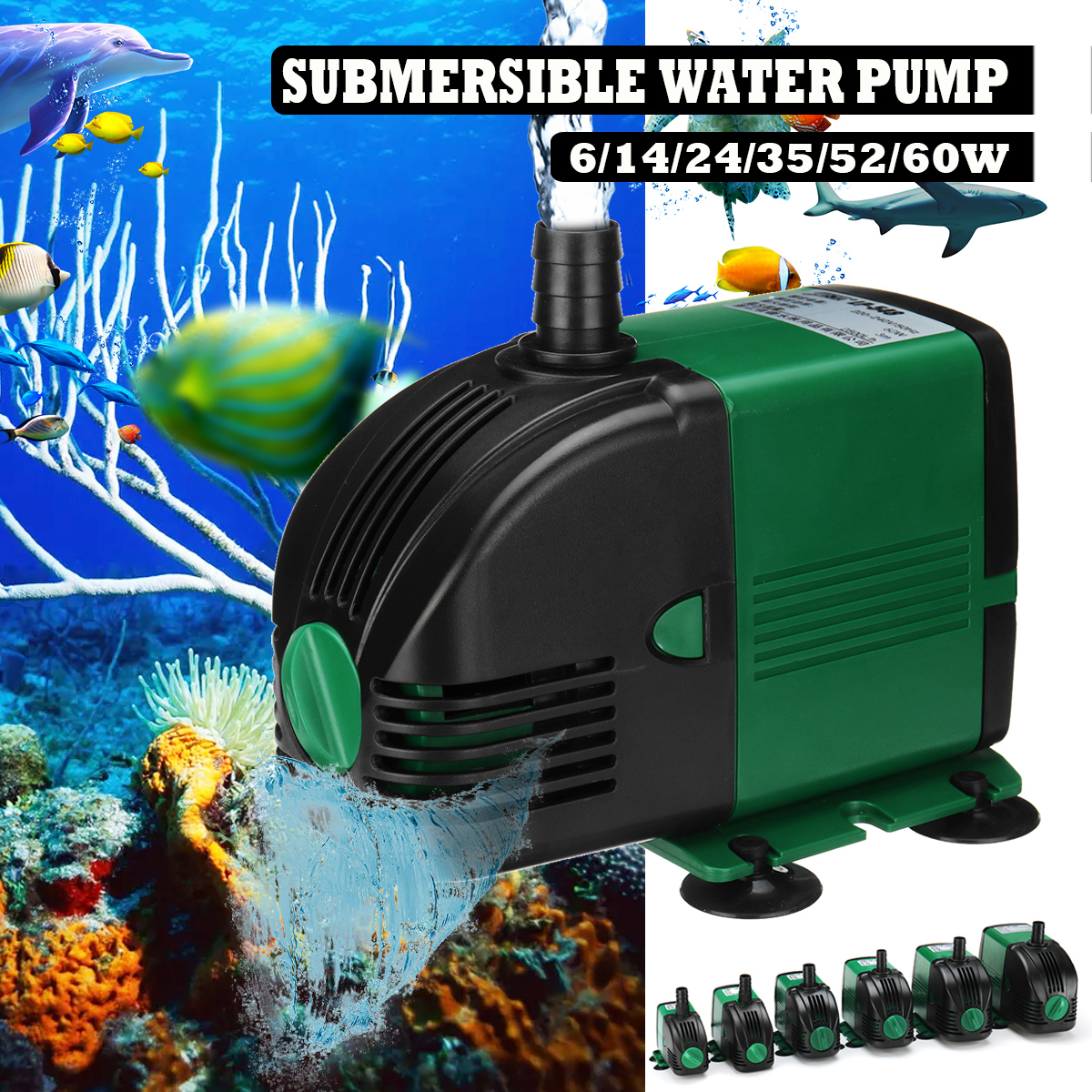 61424355260WSubmersibleWaterPumpLowNoiseDurableAquariumTankFishFountainPump-1573800-1