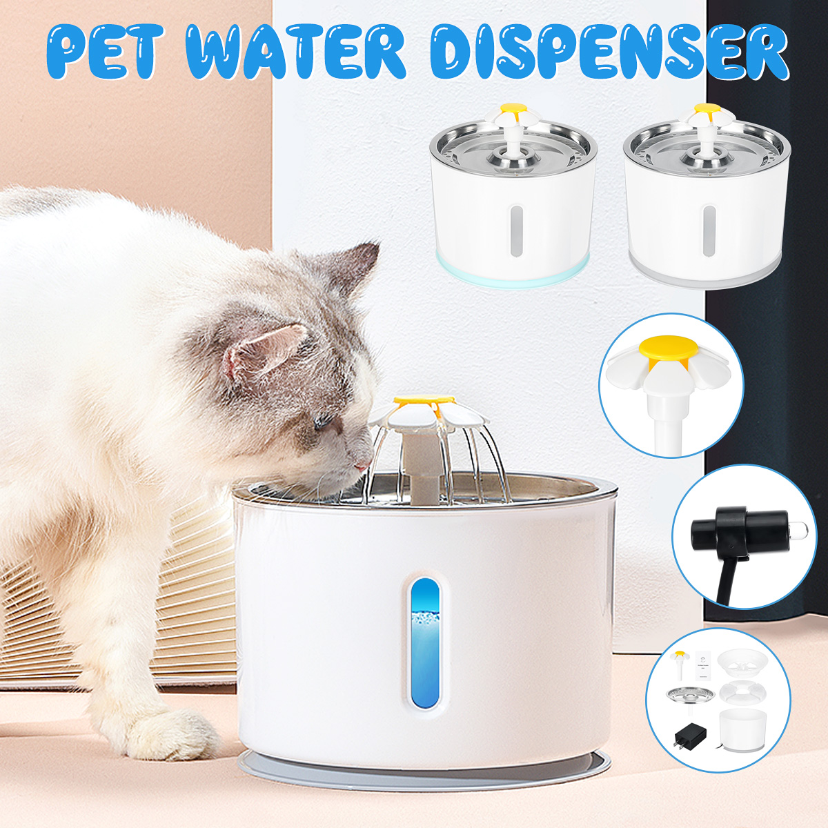 AutomaticCatDrinkingFountain15W100240VwithLEDMuteWaterDispenserEUUSPlugPetSupplies-1758245-1