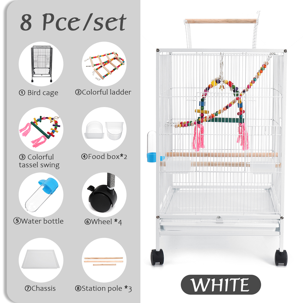 BirdCage456x456x86cmforCockatielsAfricanGreyQuakerSunParakeetsGreenCheekConuresPigeonsParrot-1957234-2