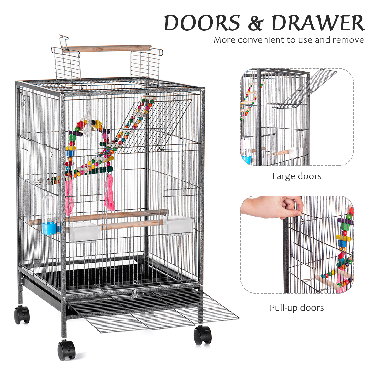 BirdCage456x456x86cmforCockatielsAfricanGreyQuakerSunParakeetsGreenCheekConuresPigeonsParrot-1957234-8