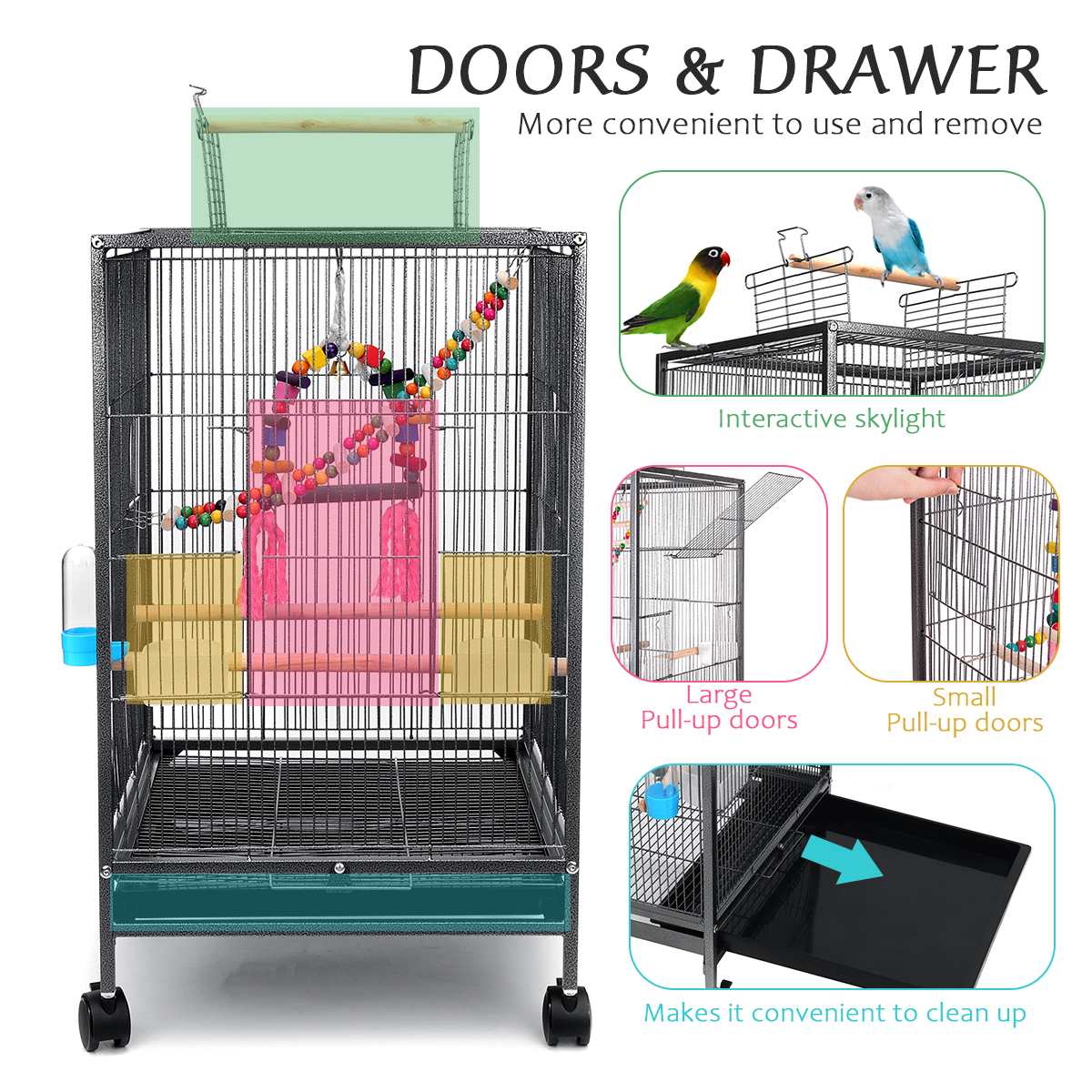 BirdCage456x456x86cmforCockatielsAfricanGreyQuakerSunParakeetsGreenCheekConuresPigeonsParrot-1957234-9