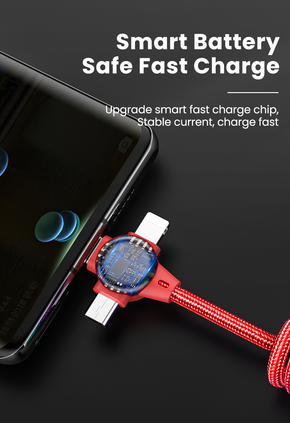 3A3in1USB-AtoiPType-CMicroUSBSpringCableFastChargingDataTransmissionCopperCoreLine1MLongforHuaweiMat-1989783-9