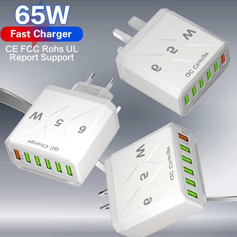 65W6-PortUSBCharger31AUSB-A5QC30FastChargingWallChargerAdapterEUPlugUSPlugforiPhone12131414ProforHua-1993322-1