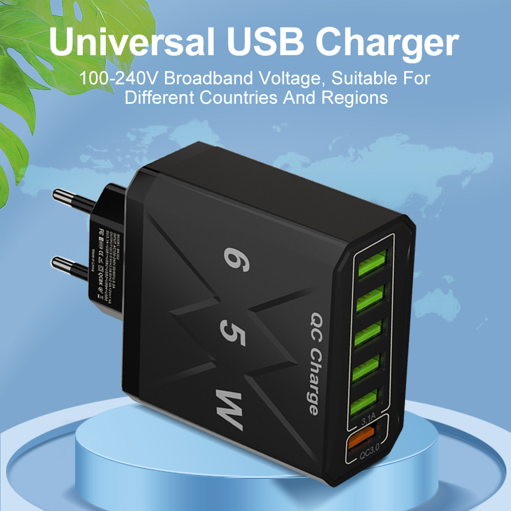 65W6-PortUSBCharger31AUSB-A5QC30FastChargingWallChargerAdapterEUPlugUSPlugforiPhone12131414ProforHua-1993322-7