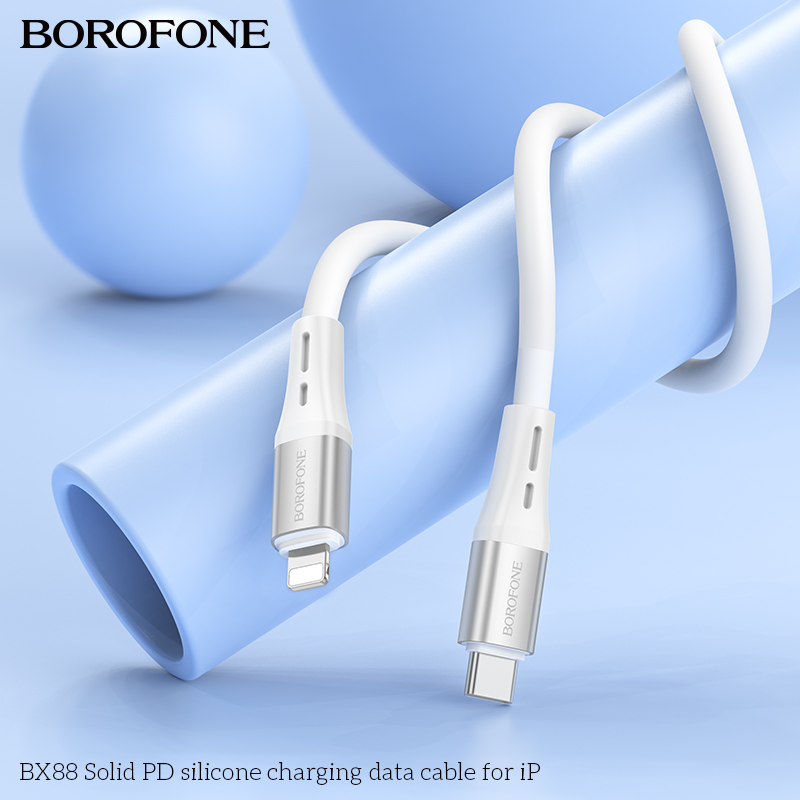 BOROFONEBX88PD20WType-CtoiPSiliconeCableFastChargingDataTransmissionCopperCoreLine1MLongForiPhone141-1980133-1