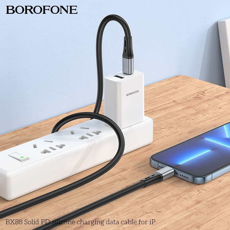 BOROFONEBX88PD20WType-CtoiPSiliconeCableFastChargingDataTransmissionCopperCoreLine1MLongForiPhone141-1980133-2