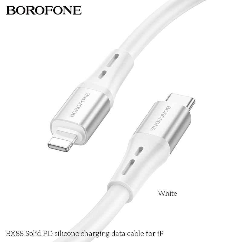 BOROFONEBX88PD20WType-CtoiPSiliconeCableFastChargingDataTransmissionCopperCoreLine1MLongForiPhone141-1980133-6