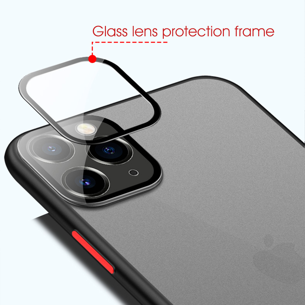 Bakeey2in1ShockproofAnti-fingerprintMatteTranslucentHardProtectiveCasewithLensProtectorRingforiPhone-1640087-4