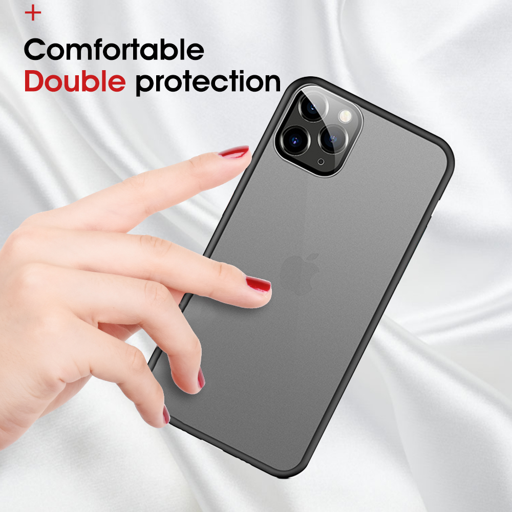 Bakeey2in1ShockproofAnti-fingerprintMatteTranslucentHardProtectiveCasewithLensProtectorRingforiPhone-1640087-6