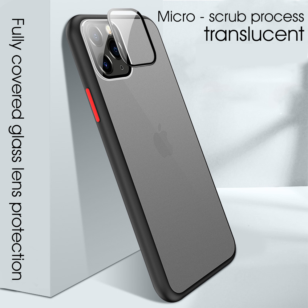 Bakeey2in1ShockproofAnti-fingerprintMatteTranslucentHardProtectiveCasewithLensProtectorRingforiPhone-1640087-9