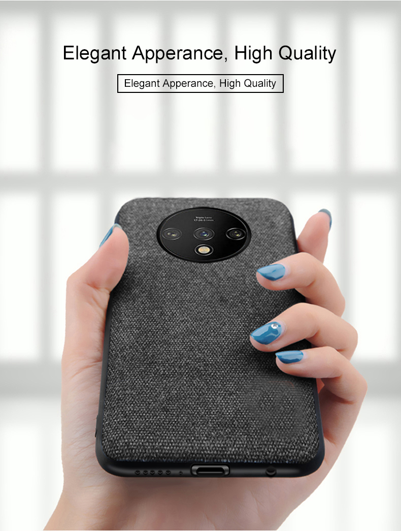 BakeeyLuxuryFabricSpliceSoftSiliconeEdgeShockproofProtectiveCaseForOnePlus7T-1601534-3