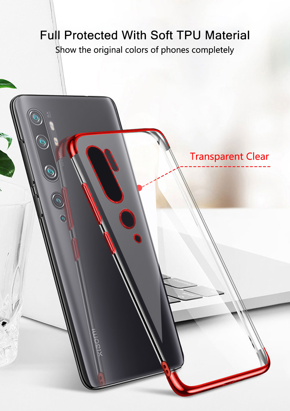 BakeeyPlatingShockproofTransparentSoftTPUProtectiveCaseforXiaomiMiNote10XiaomiMiNote10ProXiaomiMiCC9-1606516-2