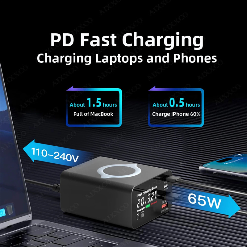 BakeeyWLX-X9C110W4-PortUSBPDCharger2USB-A2USB-CWirelessFastChargingDesktopChargingStationEUPlugforiP-2007298-2