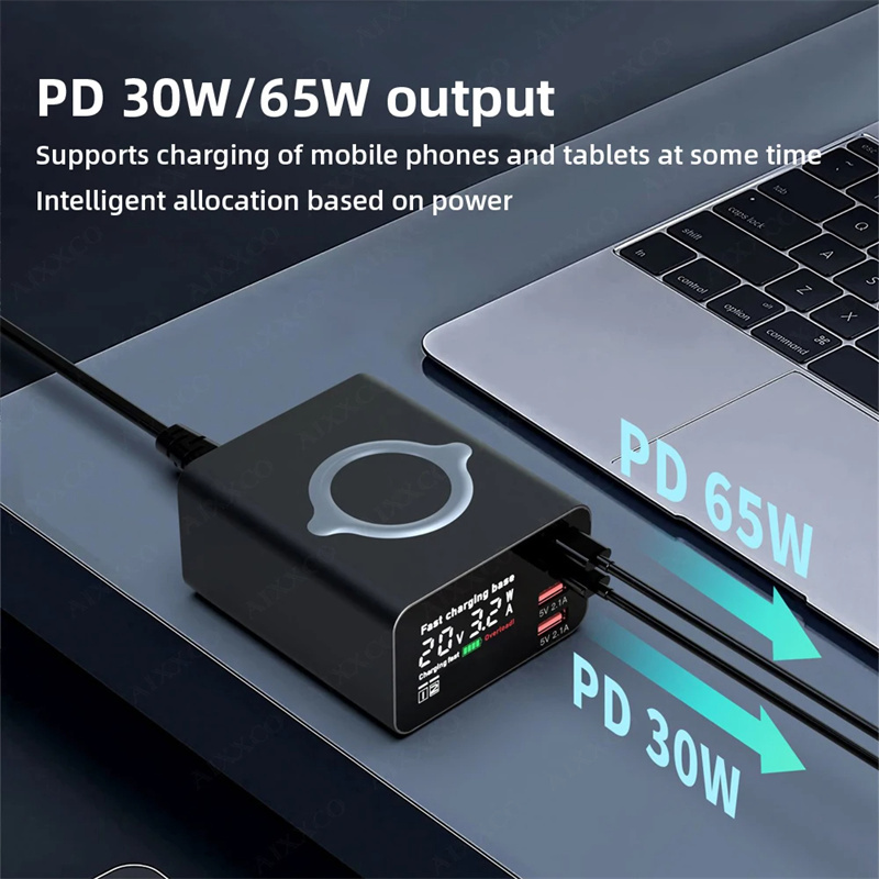 BakeeyWLX-X9C110W4-PortUSBPDCharger2USB-A2USB-CWirelessFastChargingDesktopChargingStationEUPlugforiP-2007298-5