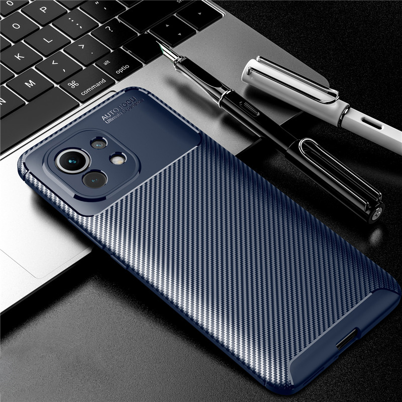 BakeeyforXiaomiMi11LiteCaseLuxuryCarbonFiberPatternwithLensProtectorShockproofSiliconeProtectiveCase-1872842-11