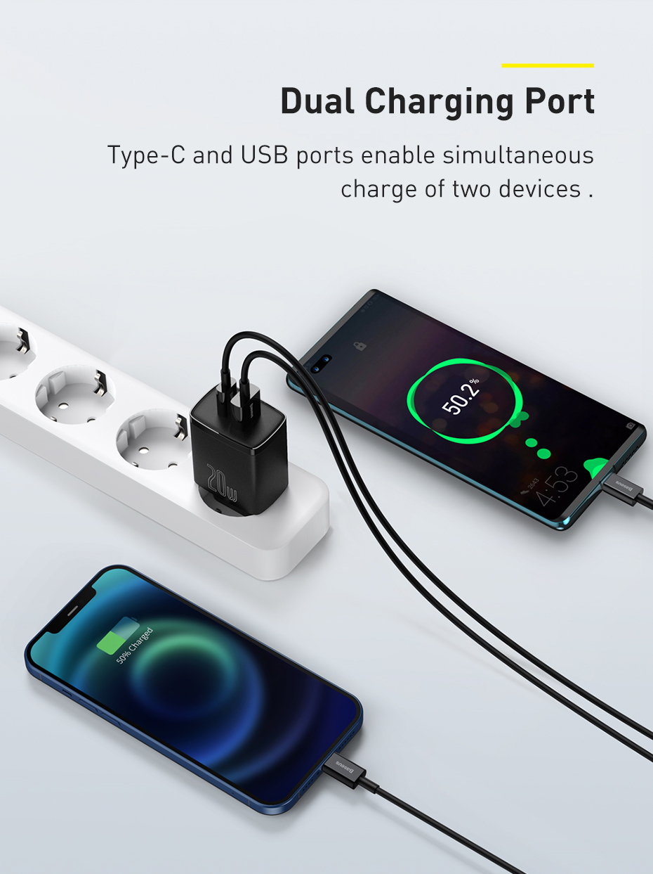 Baseus20W2-PortUSBPDChargerUSB-AUSB-CPD30QC30Apple24BC12FastChargingWallChargerAdapterEUPlugforiPhon-2012279-3