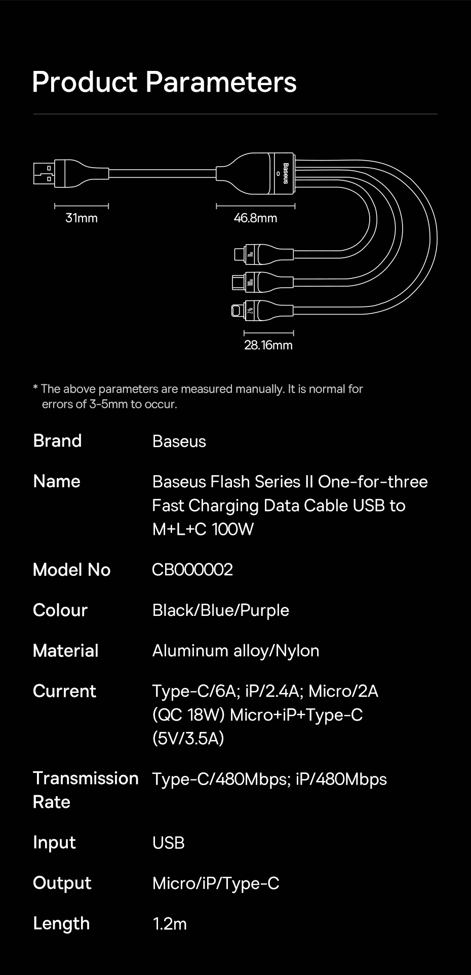 Baseus3-In-1USB-CMicroUSBApplePortCableFastChargingDataTransmissionCordLine12mlongForiPhone13ProMaxF-1952853-17