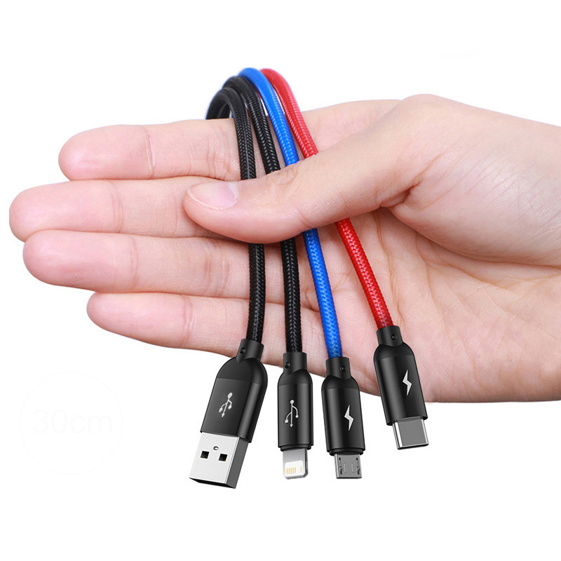 Baseus3-in-14-in-135AUSB-AtoiPMicroType-CCableFastChargingDataTransmissionCopperCoreLine03M12MLongfo-1984832-2