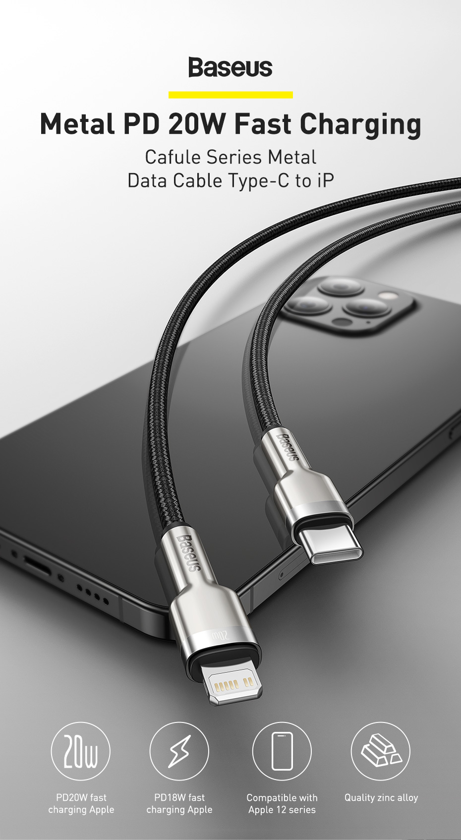BaseusCafulePD20WType-CToiPCableFastChargingMetalDataCableForiPhone1112131414Plus14ProMaxforiPad-1976276-1