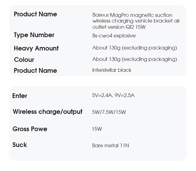 BaseusMagPro15WWirelessChargerFastWirelessChargingHolderCarAirVentMountStandforiPhone151413forHuawei-2012851-24