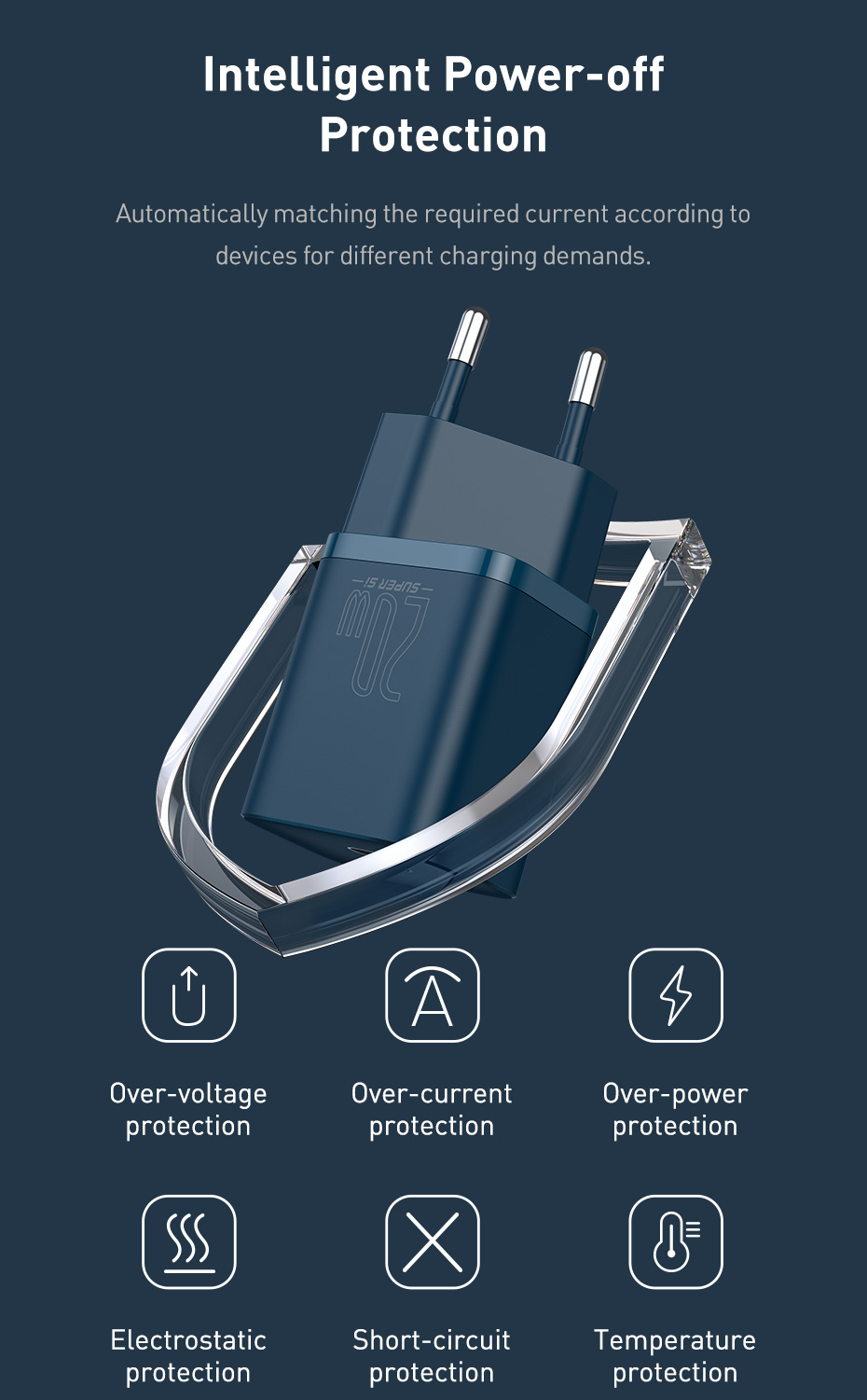 BaseusSuperSi20W1-PortUSBPDCharger20WUSB-CFastChargingWallChargerAdapterEUPlugforiPhone151413forHuaw-2012277-5