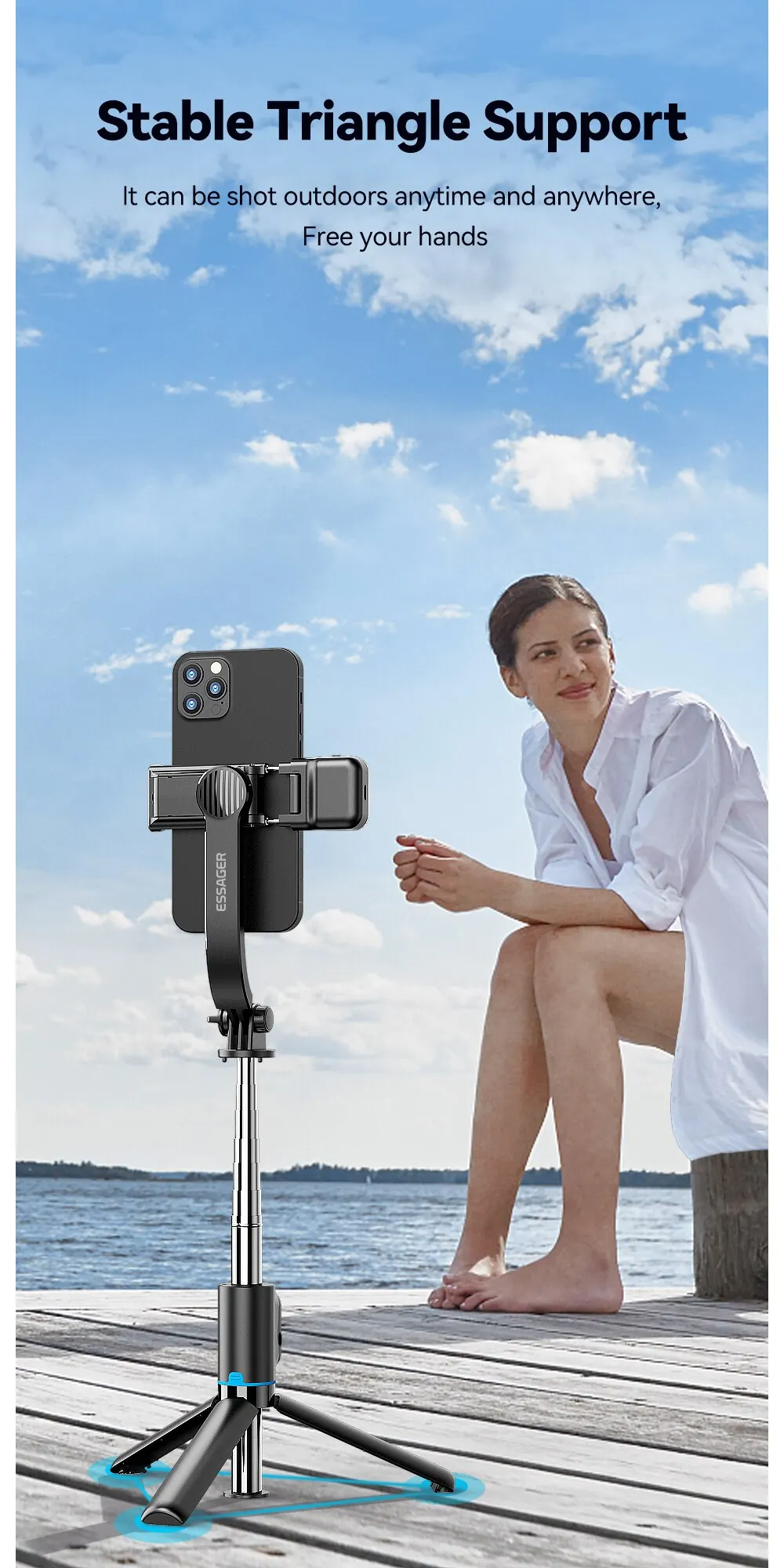 ESSAGERC01SelfieStickDegreeAdjustablePhotoHolder7-gearLengthenedTripodLiveBroadcastSeparatedStandSup-2008382-7