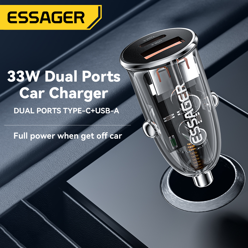 ESSAGERF712PD33W2-PortUSBPDCarChargerAdapterUSB-AType-CSupportPPSPD30PD20QC30QC20AFCFCPHV-SCPBC12DCP-1985715-2