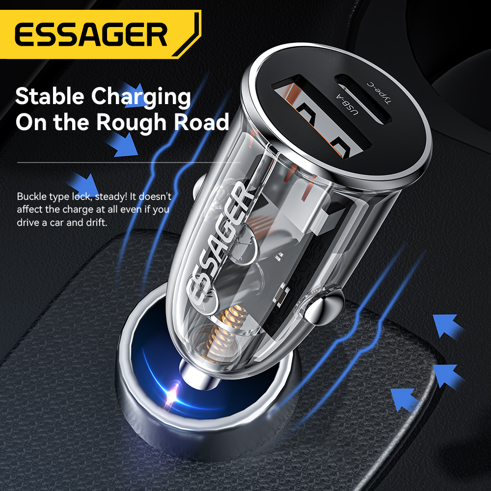 ESSAGERF712PD33W2-PortUSBPDCarChargerAdapterUSB-AType-CSupportPPSPD30PD20QC30QC20AFCFCPHV-SCPBC12DCP-1985715-5