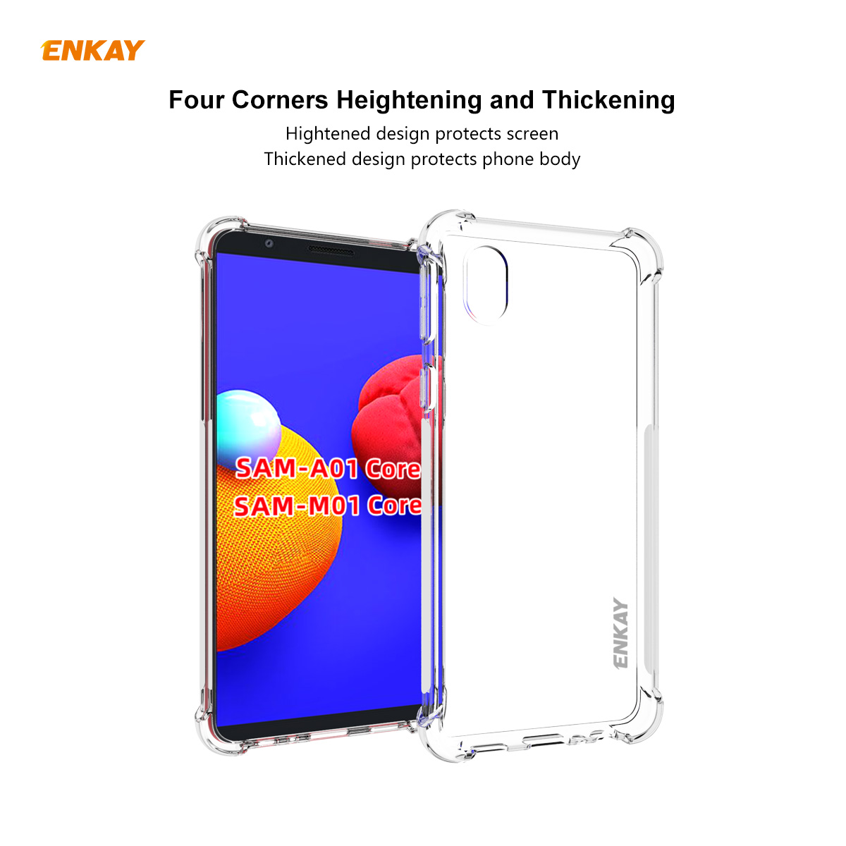 EnkayforSamsungGalaxyA01CoreM01CoreCasewithAirbagsAnti-FingerprintNon-YellowTransparentTPUProtective-1773892-1