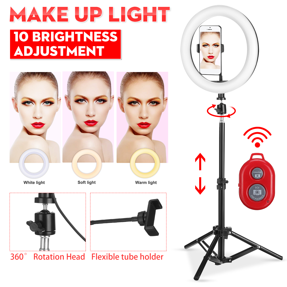 FlashesSelfieLightsLEDRingLightLampStandKitDimmablePhotoStudioSelfieMakeupLamp-1760877-1