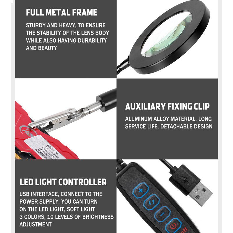 FlexibleArmSteplessDimmable3ColorModes10XLEDMagnifyingLampwithClamp-1787588-7