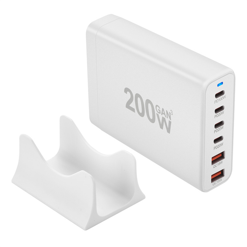 GaNTech200W6-PortUSBPDCharger2USB-A4USB-CFastChargingDesktopChargingStationEUPlugforiPhone151413forH-2013155-5