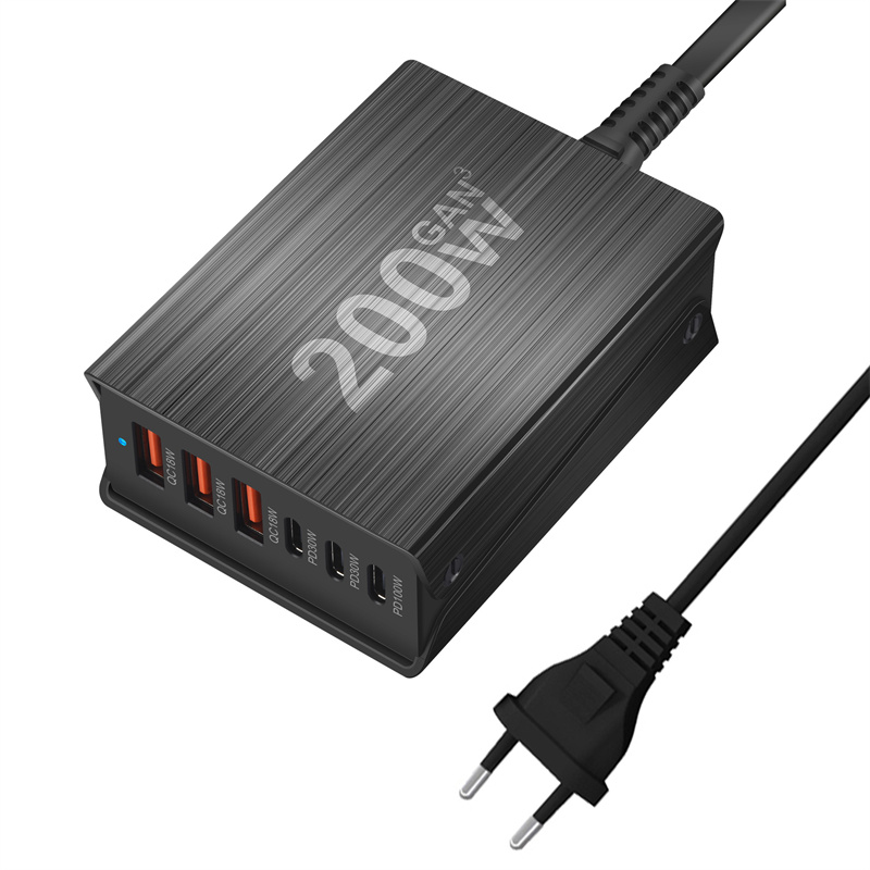 GaNTechBakeey200W6-PortUSBPDCharger3USB-A3USB-CPDQCFastChargingDesktopChargingStationEUPlugUSPlugfor-2015217-4