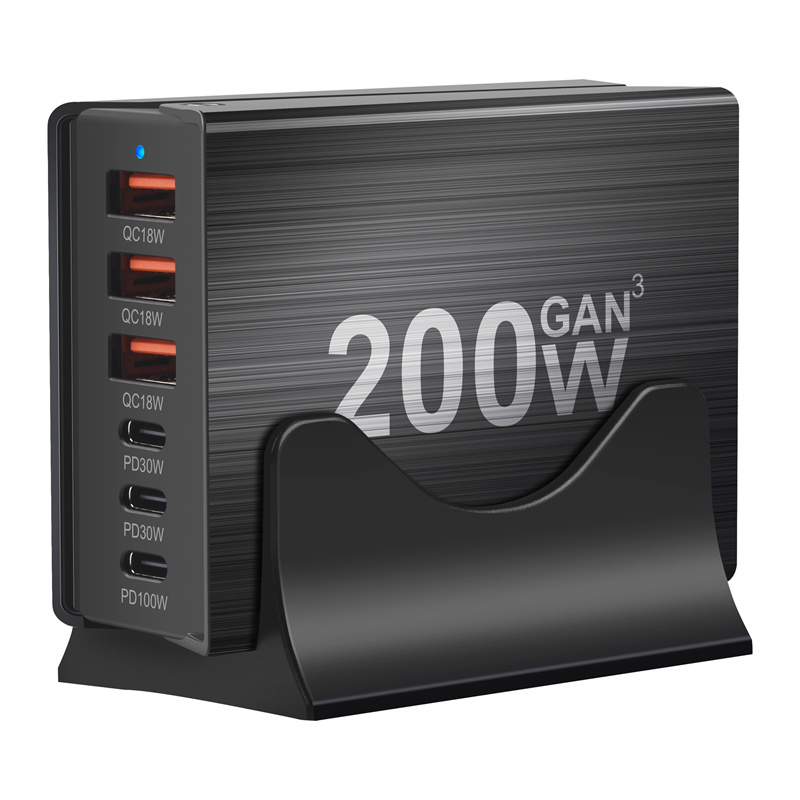 GaNTechBakeey200W6-PortUSBPDCharger3USB-A3USB-CPDQCFastChargingDesktopChargingStationEUPlugUSPlugfor-2015217-5