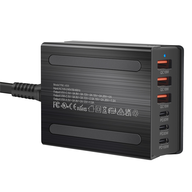 GaNTechBakeey200W6-PortUSBPDCharger3USB-A3USB-CPDQCFastChargingDesktopChargingStationEUPlugUSPlugfor-2015217-6