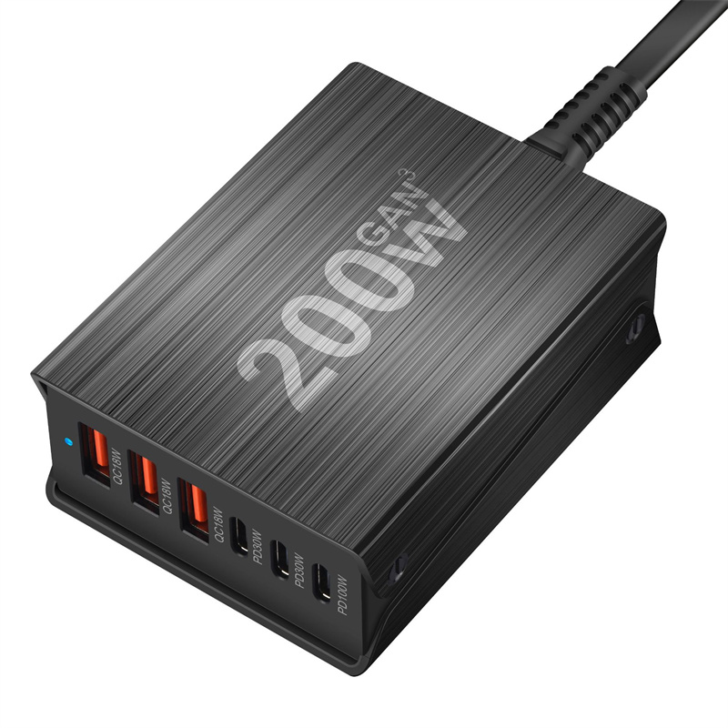 GaNTechBakeey200W6-PortUSBPDCharger3USB-A3USB-CPDQCFastChargingDesktopChargingStationEUPlugUSPlugfor-2015217-7