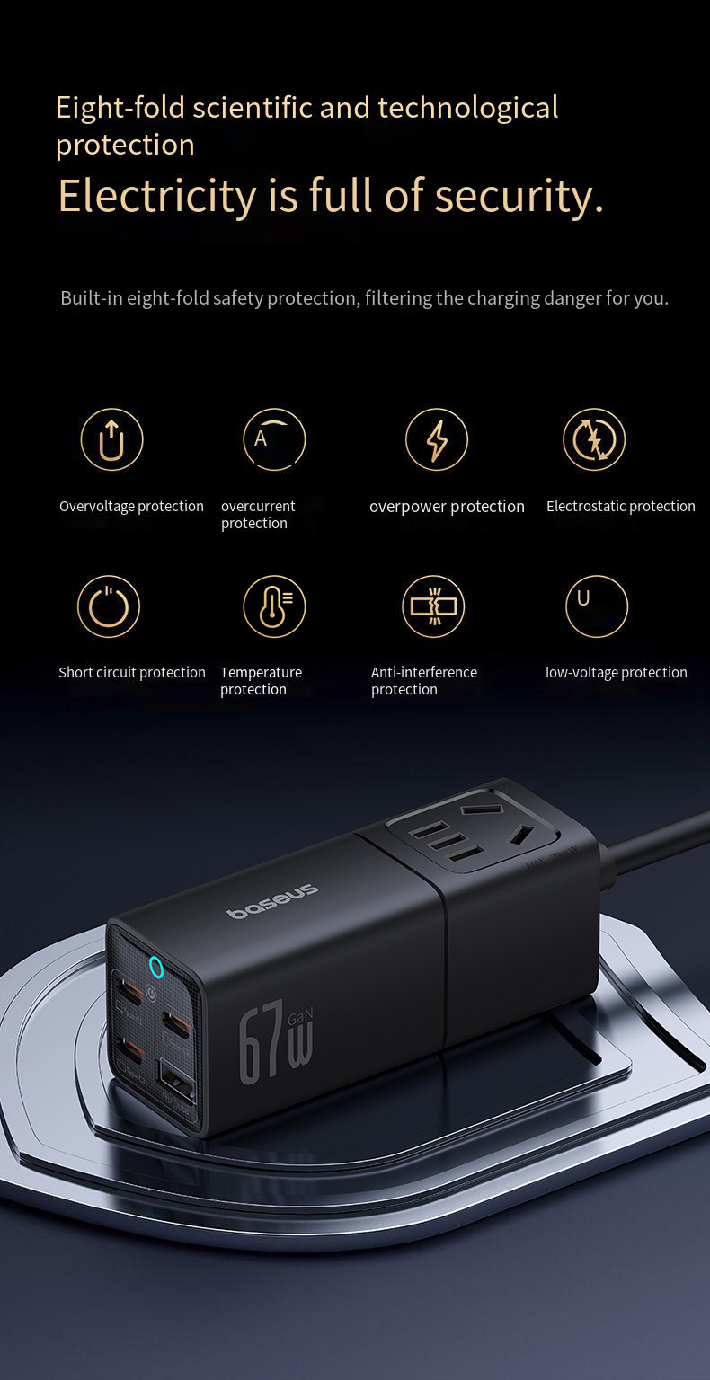 GaNTechBaseusCCGAN67C6-S67W4-PortUSBPDChargerwith1ACUSB-A3USB-CFastChargingDetachableDesktopCharging-2010212-15