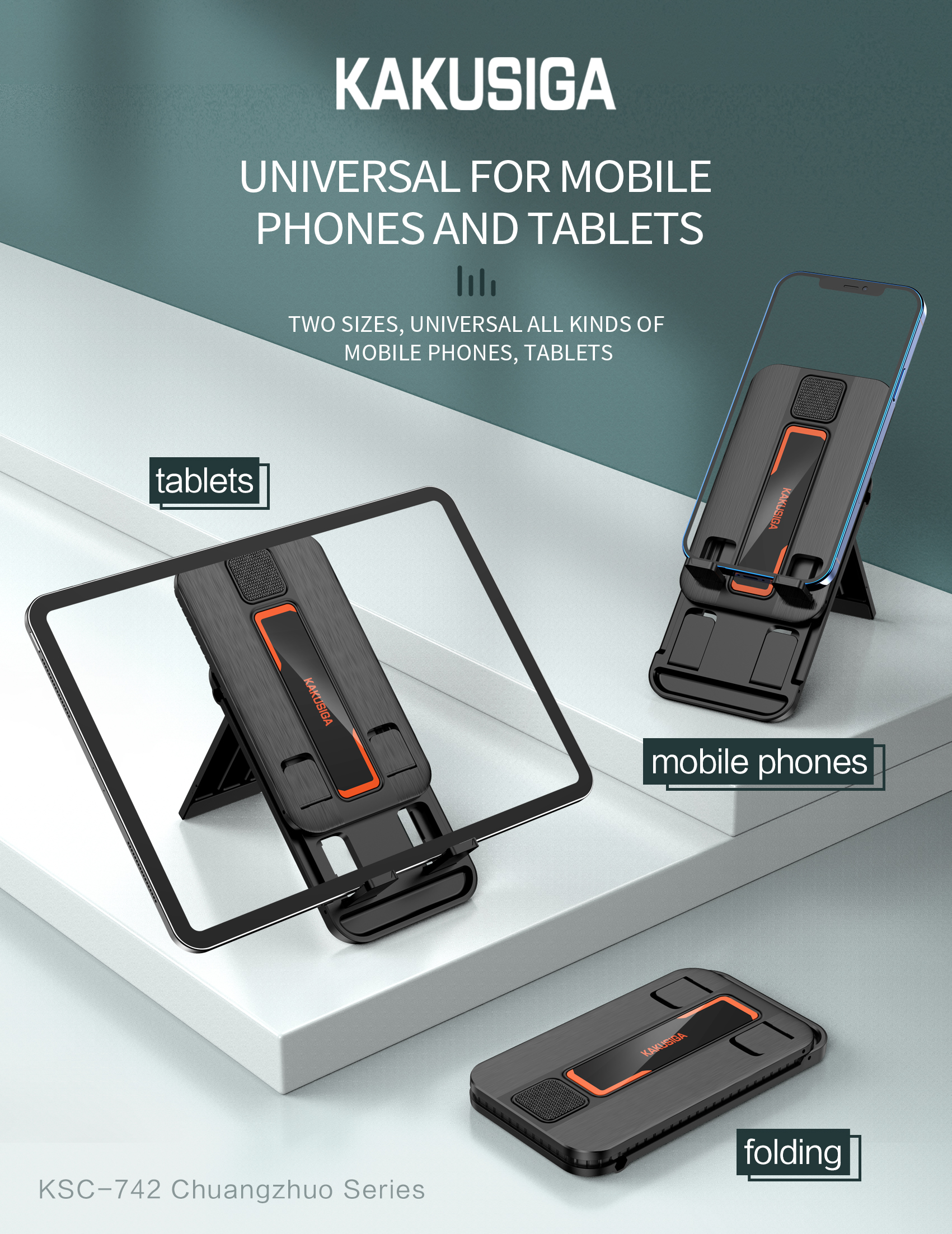 KAKUSIGAKSC-742FoldableMulti-anglePhoneTabletHolderStandforiPhone1414Plus14ProMaxforSamsungGalaxyZFo-1974312-1