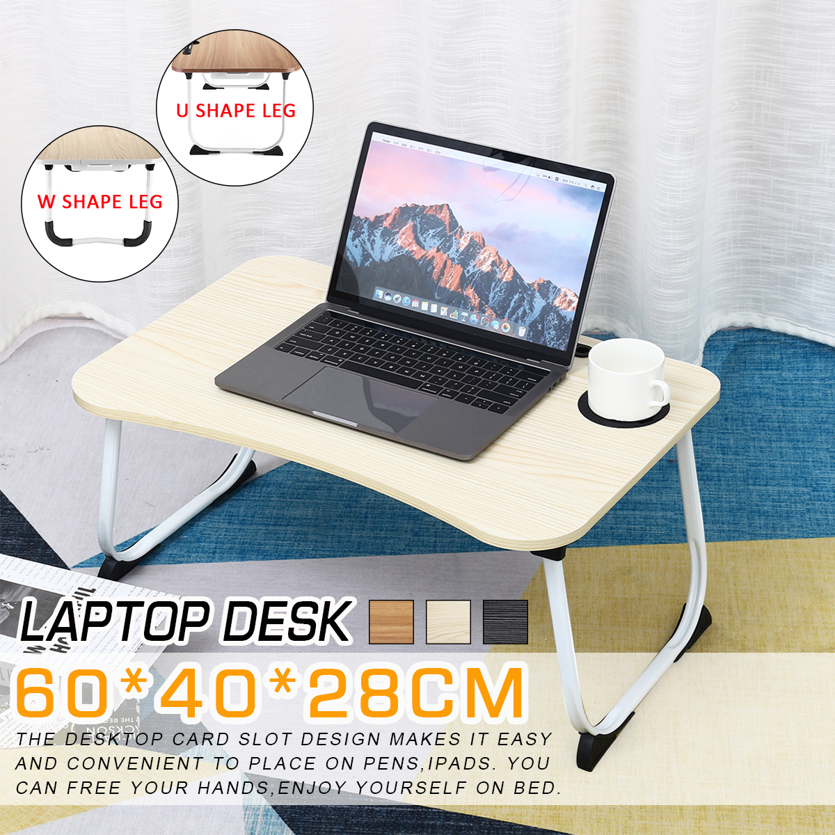 MultifunctionalFoldingWoodenLazyBedDeskMacbookTablewithPenCupSlotStorageDrawer-1874952-1