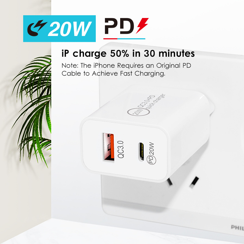 PD20W2-PortUSBPDChargerDual20WUSB-CPD30QC30FastChargingWallChargerAdapterEUPlugforiPhone12131414ProM-1981666-3