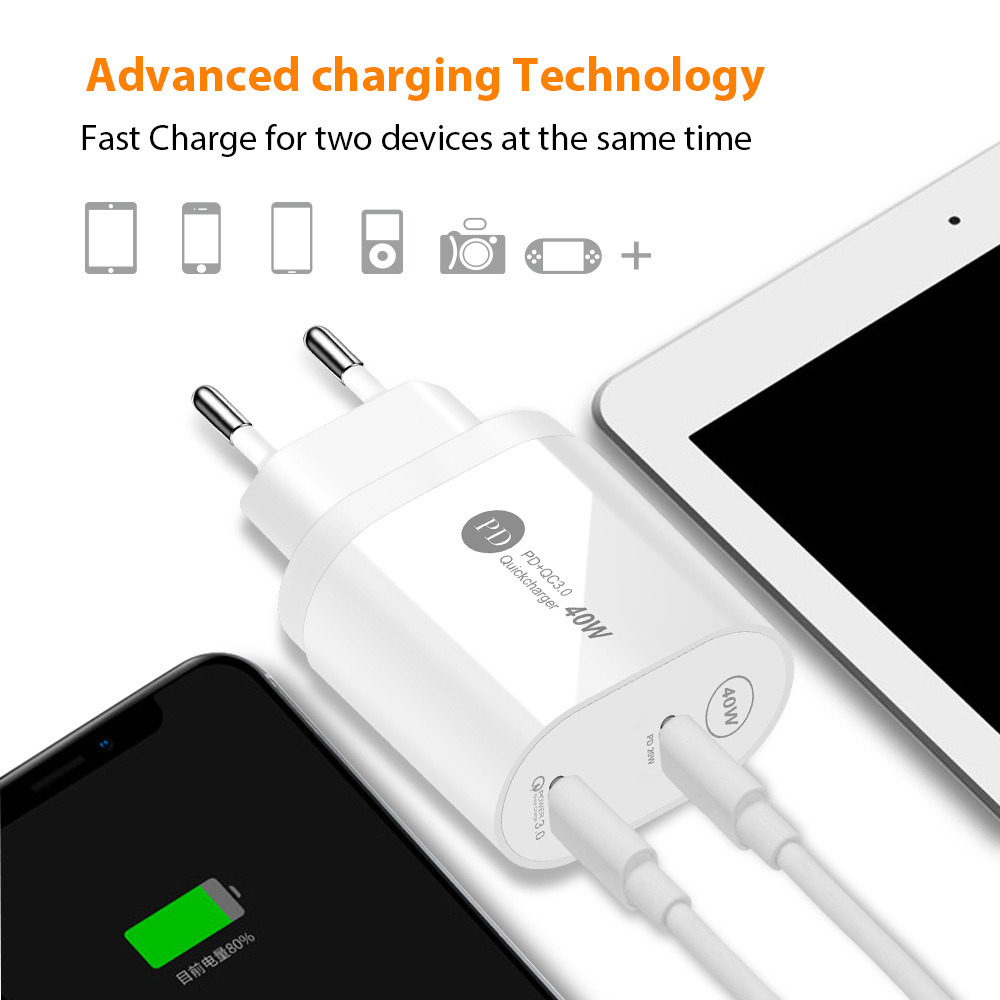 PD40W2-PortUSBPDChargerDual20WPDQC30FastChargingWallChargerAdapterEUPlugforiPhone12131414Pro14ProMax-1981667-3